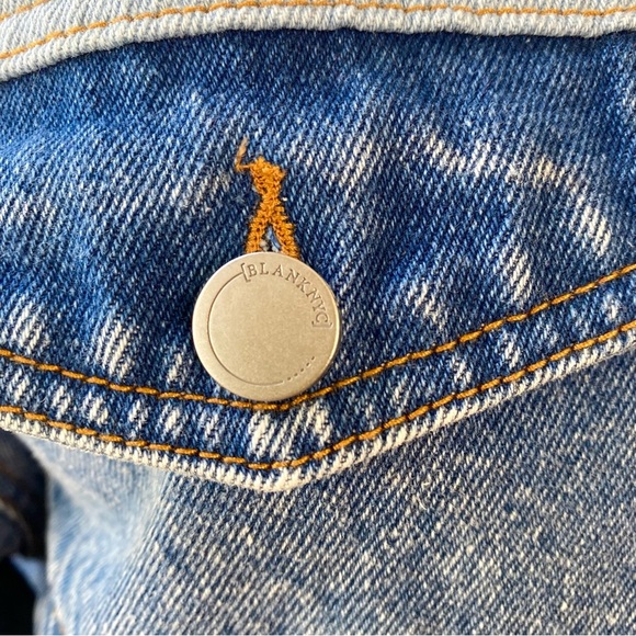 BLANK NYC Two-Tone Cropped Denim Trucker Jacket, Size S - Picture 6 of 11
